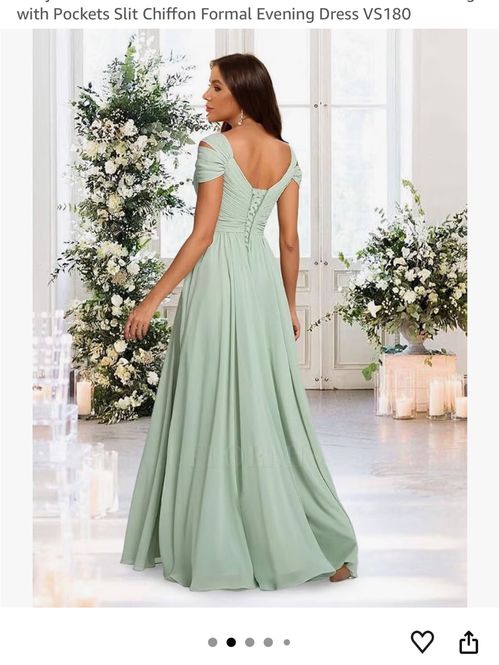 Emerald Off-Shoulder Maxi Dress with High Slit - Picture 2 of 3